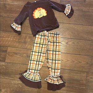 Kids Turkey Themed Brown and Orange Matching Set